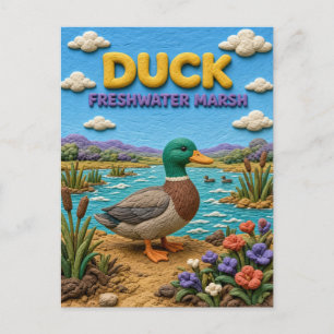 Carte Postale Canard, Art en argile de marais d'eau douce