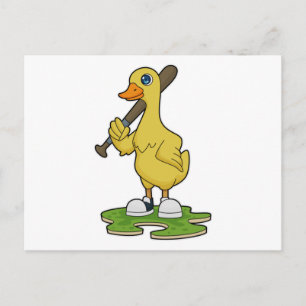 Carte Postale Canard au baseball avec une batte de baseball