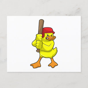 Carte Postale Canard au baseball avec une batte de baseball et u