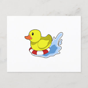 Carte Postale Canard avec bouée dans l'eau.PNG