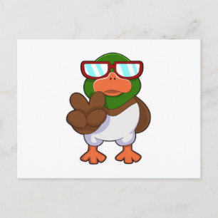 Carte Postale Canard avec des lunettes de soleil