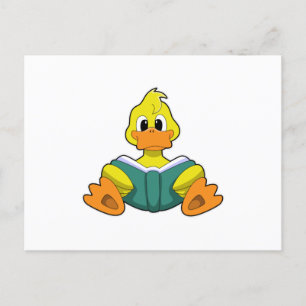 Carte Postale Canard avec livre