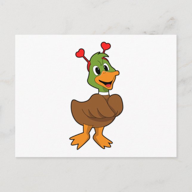 Carte Postale Canard avec serre-tête en forme de cœur (Devant)