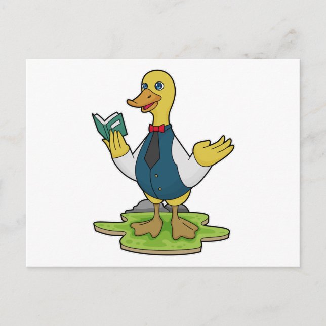 Carte Postale Canard comme enseignant avec livre (Devant)
