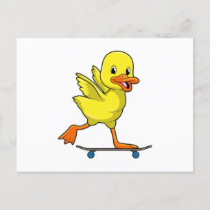 Carte Postale Canard comme patineur avec skateboard