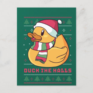 Carte Postale Canard drôle et mignon Puns Joyeux canard de Noël 