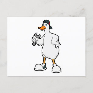 Carte Postale Canard en artisan avec outil et casquette
