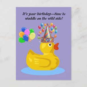 Carte Postale Canard en caoutchouc joyeux Anniversaire amusant