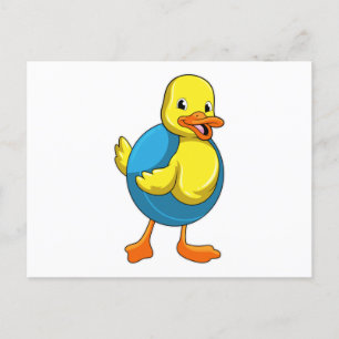 Carte Postale Canard nageant avec une bouée