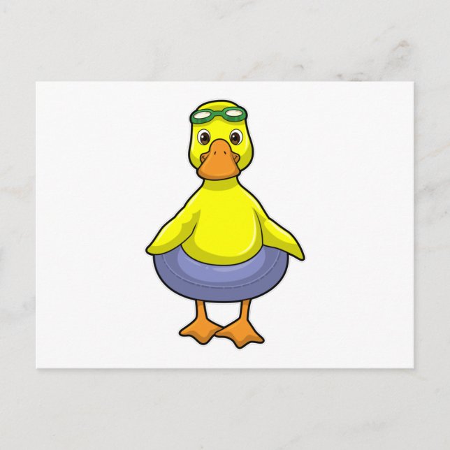 Carte Postale Canard qui nage avec un bouée (Devant)
