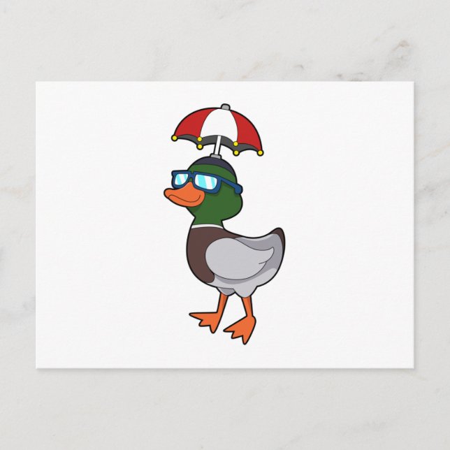 Carte Postale Canard sous la pluie avec parapluie.PNG (Devant)