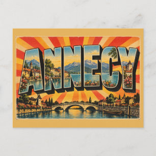 Carte Postale Canaux alpins d'Annecy Art de voyage vintage au bo