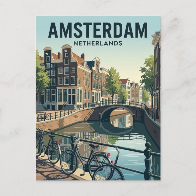 Carte Postale Canaux d'Amsterdam Pays-Bas (Devant)
