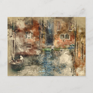 Carte Postale Canaux de Venise Italie Aquarelle