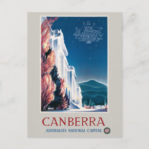 Carte Postale Canberra Australie Vintage 1940 affiche de voyage