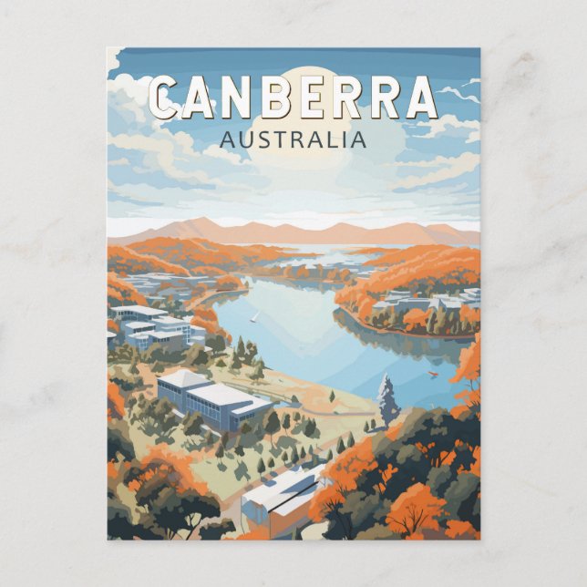 Carte Postale Canberra Australie Voyage Art Vintage (Devant)