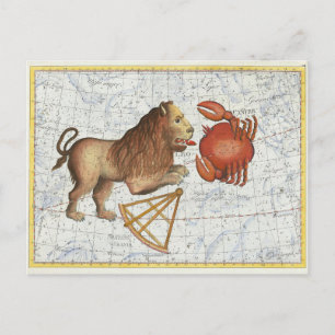 Carte Postale Cancer céleste vintage et constellations de Leo