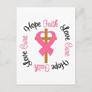 Carte Postale Cancer du sein Faith Hope Love Cross