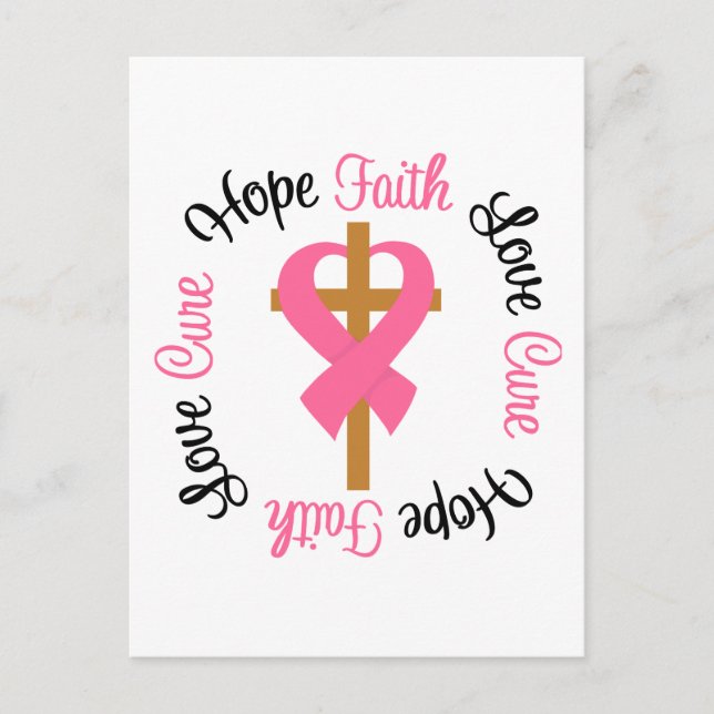 Carte Postale Cancer du sein Faith Hope Love Cross (Devant)