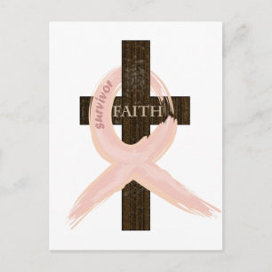 Carte Postale Cancer du sein Survivant rose Ruban-Croix de foi