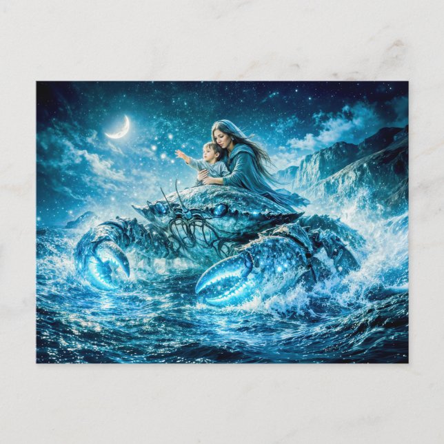 Carte Postale Cancer Zodiac with Mother and Child Reaching for t (Devant)