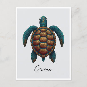 Carte Postale Cancun Maya design tortue marine