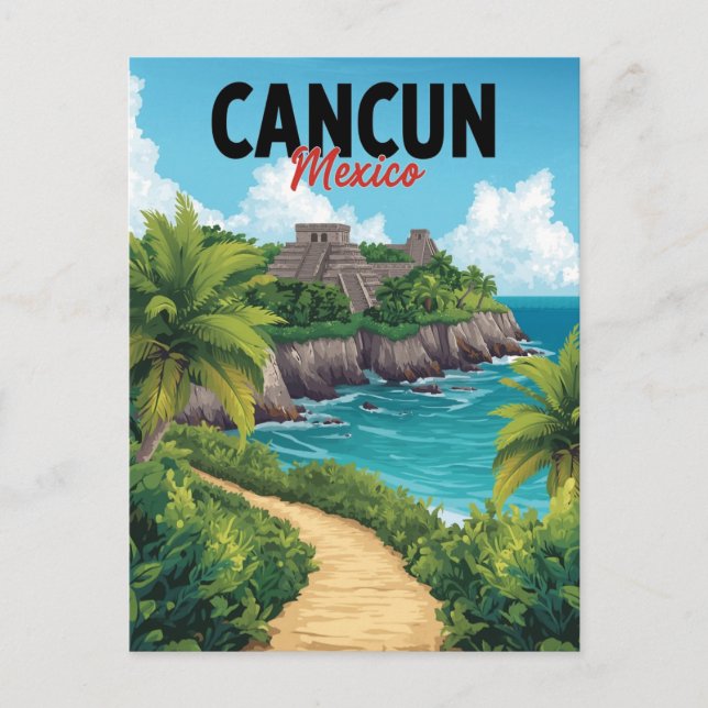 Carte Postale Cancun Mexico Chichen Itza Beach Vaca (Devant)