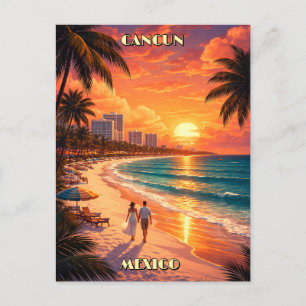 Carte Postale Cancun, Mexique Art Déco Rétro Couleur Tourisme