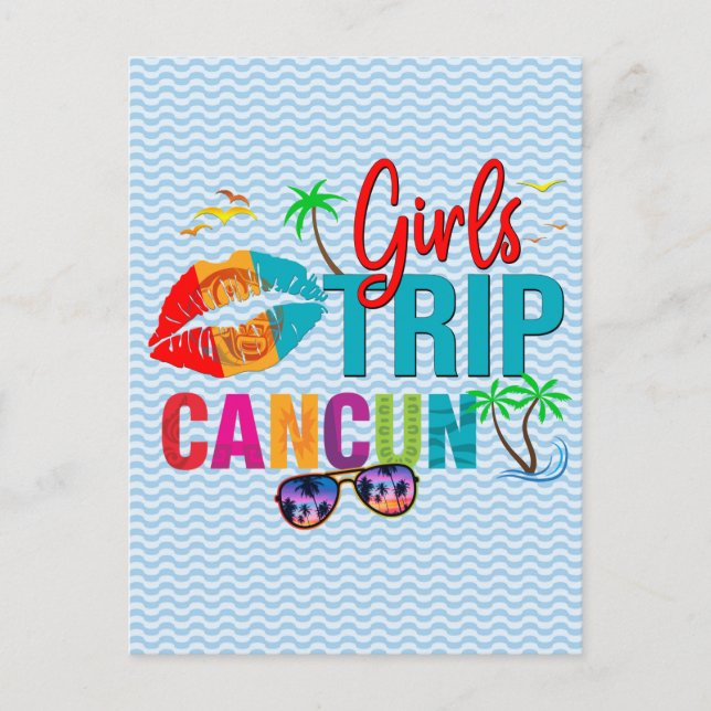 Carte Postale Cancun Mexique filles voyage coloré (Devant)