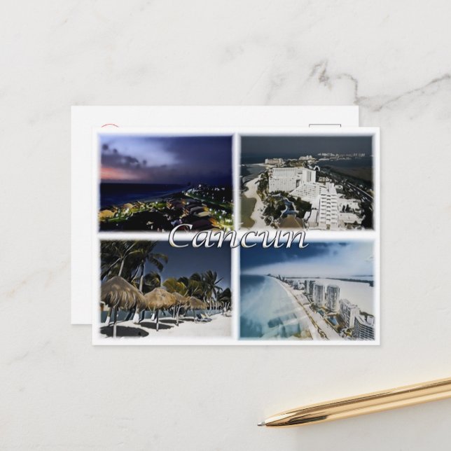 Carte Postale Cancun - Mexique - Mosaïque - (Devant/Arrière en situation)