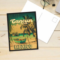 Cancun Mexique Palm Tree Vintage voyage Souvenir