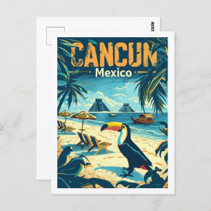 Carte Postale Cancun Mexique Vintage Lieu de voyage célèbre
