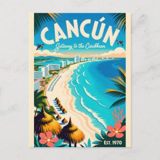 Carte Postale Cancún Mexique Vintage Porte d'entrée des Caraïbes