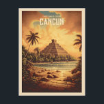 Carte Postale Cancun vintage Mexique Ruines Maya Voyage plage<br><div class="desc">Echappez-vous au paradis animé de la carte postale Vintage Cancun Travel. C'est un autre 100% Snuggle Hamster Deisgns.</div>