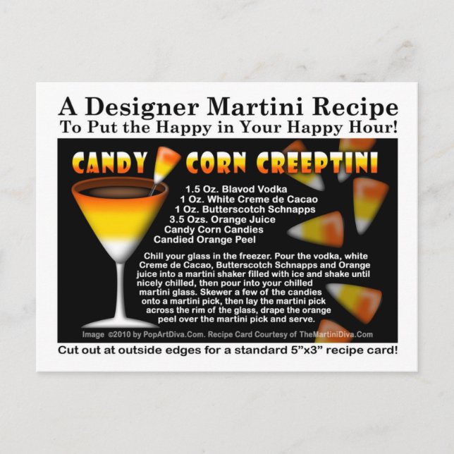 Carte postale Candy Corn Halloween Martini Recette (Devant)