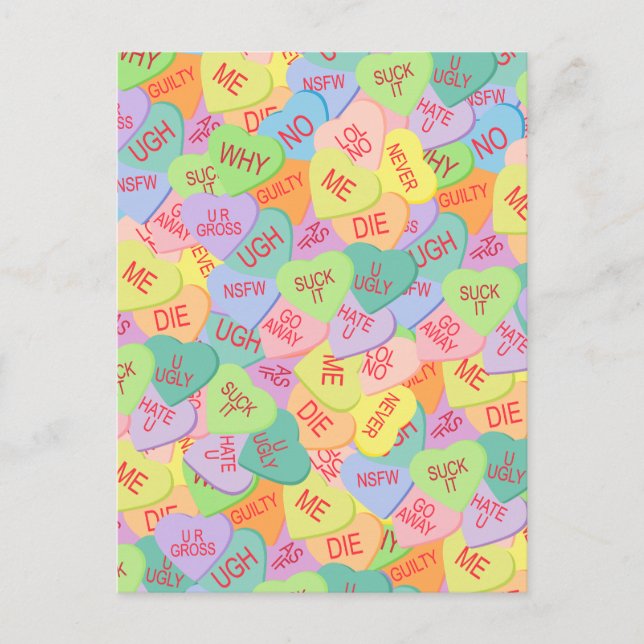 Carte Postale Candy Hearts Motif - SFW (Devant)