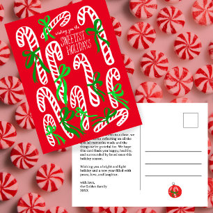 Carte Postale Candycanes Bows Cute CUSTOM Noël Fêtes