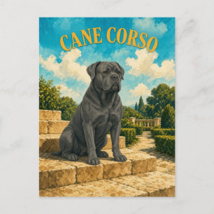 Carte Postale Cane Corso, Art du chien à l'aquarelle vintage
