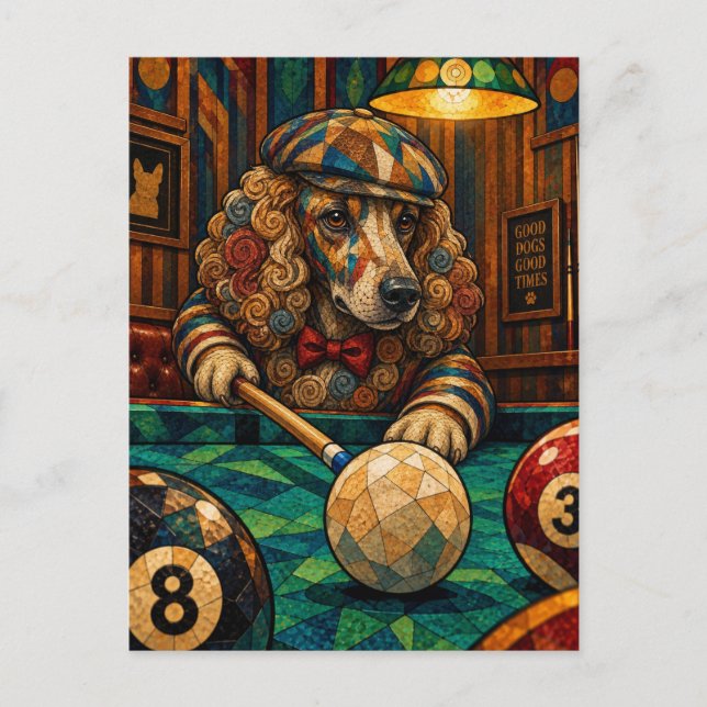 Carte Postale Caniche, Mosaïque Géométrique (Devant)