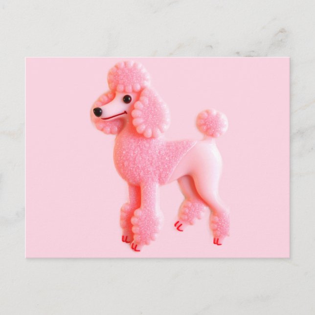 Carte Postale Caniche Rose Mignon (Devant)