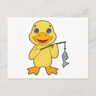 Carte Postale Canne à pêche pour la pêche au canard