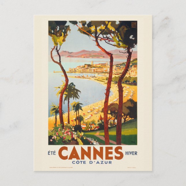 Carte Postale Cannes - Côte d'Azur France Poster vintage 1935 (Devant)