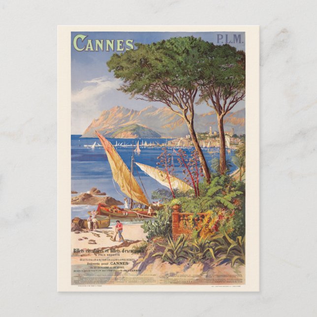 Carte Postale Cannes France Vintage Poster 1900 (Devant)