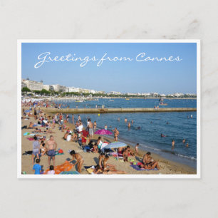 Carte Postale cannes salutations au bord de la plage