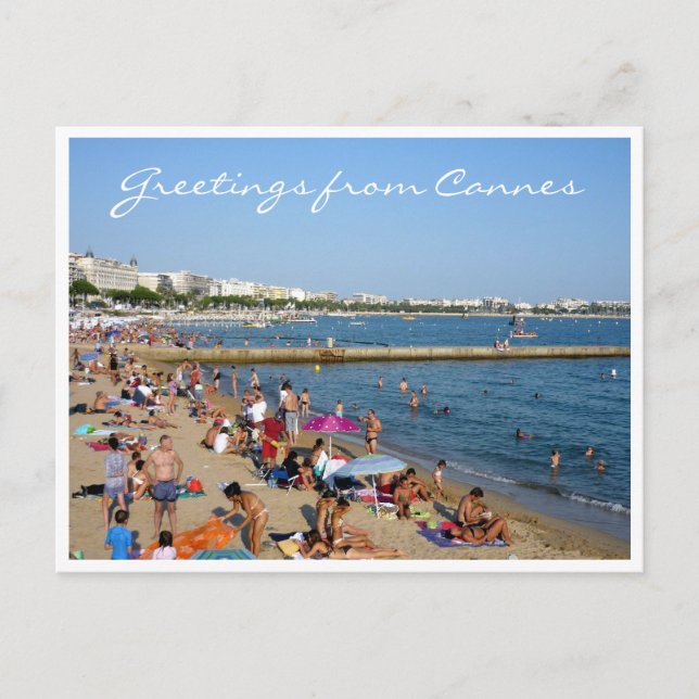 Carte Postale cannes salutations au bord de la plage (Devant)