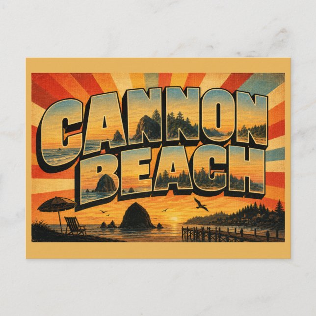 Carte Postale Cannon Beach Oregon Stack Forestier Art (Devant)