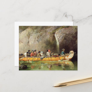 Carte Postale Canoë manipulé par les Voyageurs traversant une ca