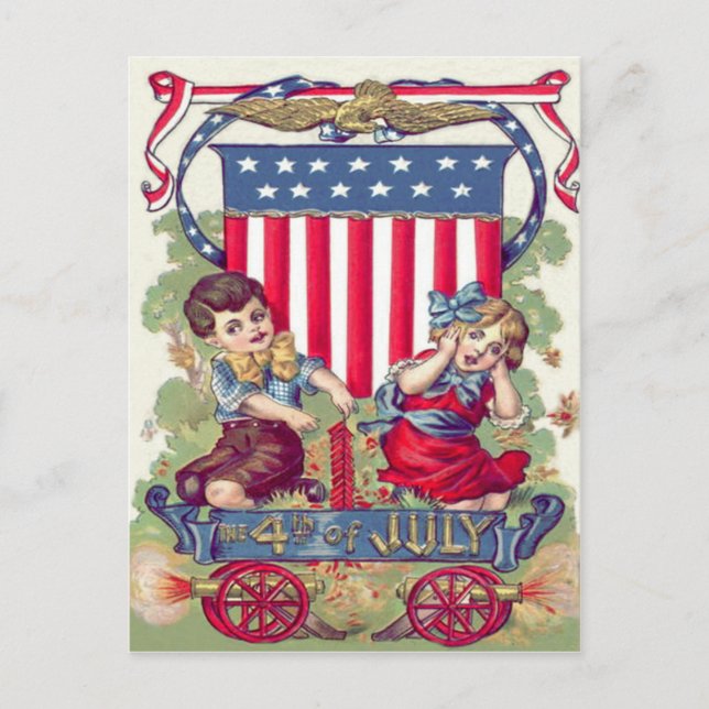Carte Postale Canon à bouclier américain pour enfants mignons (Devant)