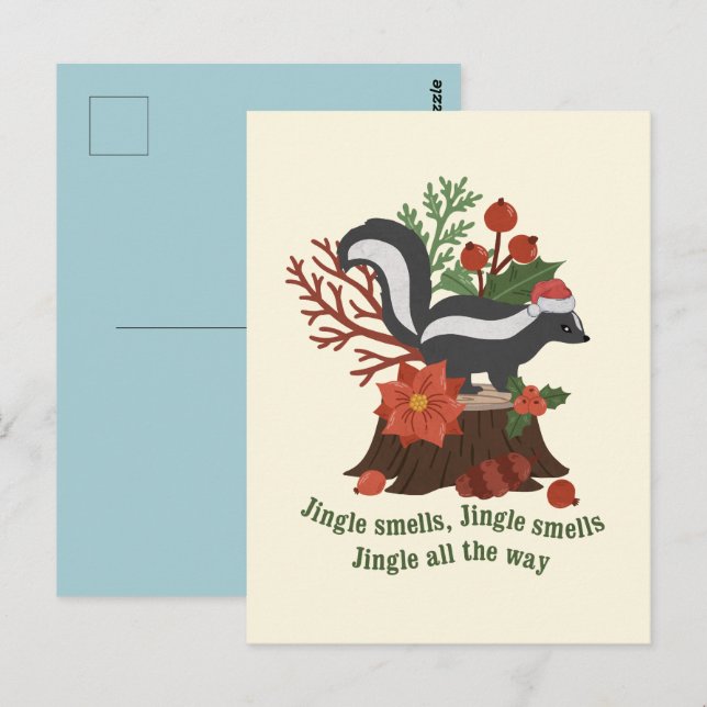 Carte Postale Canon à Skunk de Noël : Odeurs de Jingle (Devant / Derrière)