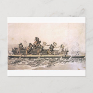 Carte Postale Canot des îles Sandwich. Hawaï. c. 1778